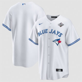 Men's Toronto Blue Jays Blank White 2025 World Series Home Cool Base Stitched Baseball Jersey