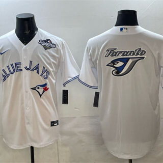 Men's Toronto Blue Jays Team Big Logo White 2025 World Series Home Cool Base Stitched Baseball Jersey