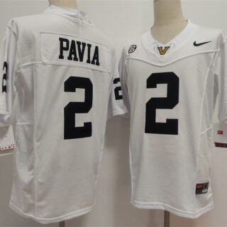 Men's Vanderbilt Commodores #2 Diego Pavia White 2024 F.U.S.E. Vapor Limited Stitched Football Jersey