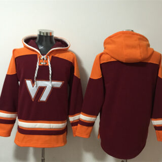 Men's Virginia Tech Hokies Blank Wine Ageless Must-Have Lace-Up Pullover Hoodie