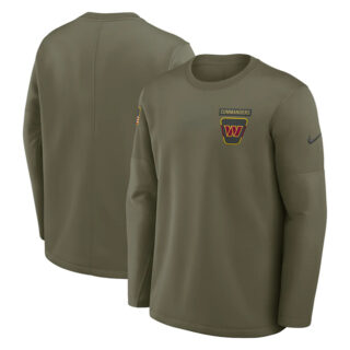 Men's Washington Commanders Olive 2025 Salute to Service Sideline Coaches Therma-FIT Long Sleeve Shirt
