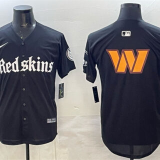 Men's Washington Commanders Team Big Logo Black 'Gothic Capitol Shadows Edition' Limited Stitched Baseball Jersey