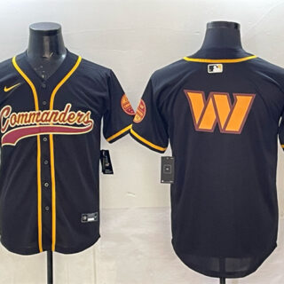 Men's Washington Commanders Team Big Logo Black Limited Stitched Baseball Jersey