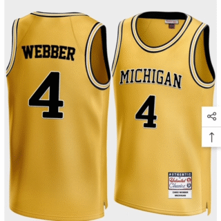 Men NCAA Michigan Wolverines WEBBER #4 yellow Jersey