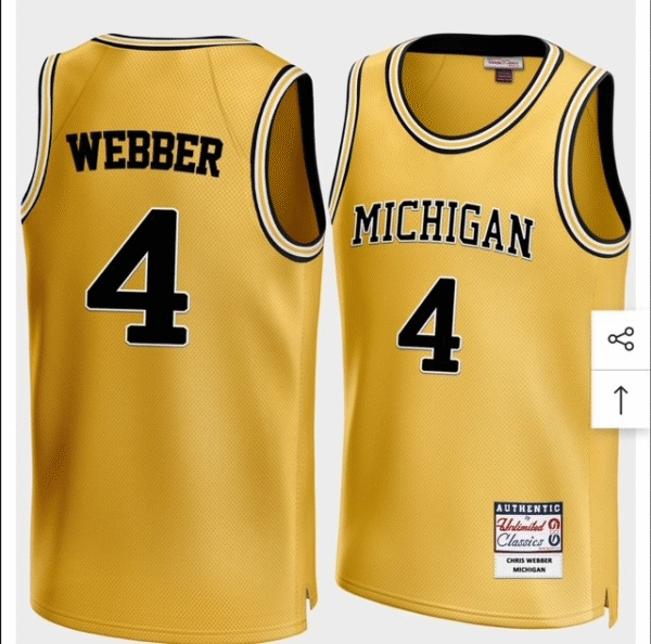 Men NCAA Michigan Wolverines WEBBER #4 yellow Jersey