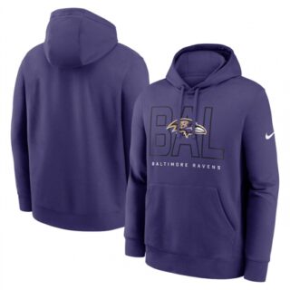 Men's Baltimore Ravens Purple Busted Play Club Fleece Pullover Hoodie