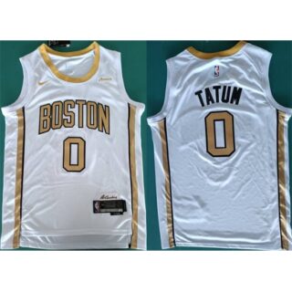 Men's Boston Celtics #0 Jayson Tatum White Stitched Basketball Jersey