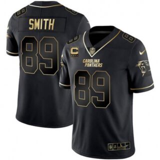 Men's Carolina Panthers #89 Steve Smith Black Gold With 4-Star C Vapor Limited Football Stitched Jersey