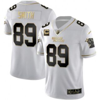 Men's Carolina Panthers #89 Steve Smith White Gold With 4-Star C Vapor Limited Football Stitched Jersey