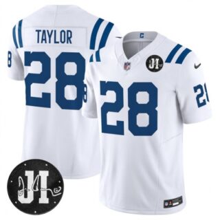 Men's Indianapolis Colts #28 Jonathan Taylor White 2025 F.U.S.E. Jim Irsay Vapor Limited Football Stitched Jersey