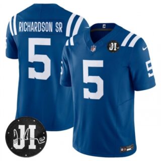 Men's Indianapolis Colts #5 Anthony Richardson Blue 2025 F.U.S.E. Jim Irsay Vapor Limited Football Stitched Jersey