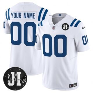 Men's Indianapolis Colts Active Player Custom White 2025 F.U.S.E. Jim Irsay Patch Vapor Limited Football Stitched Jersey