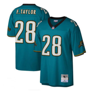 Men's Jacksonville Jaguars #28 Fred Taylor Mitchell & Ness Teal NFL Throwback Football Jersey