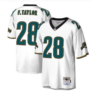 Mens Jacksonville Jaguars #28 Fred Taylor Mitchell&Ness White Legacy Throwback Jersey