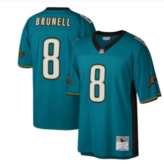 Men's Jacksonville Jaguars #8 Mark Brunell 1997 Mitchell & Ness Teal NFL Throwback Football Jersey