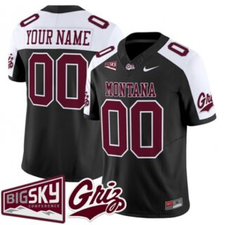Men's Montana Grizzlies Active Player Custom Black Alternate 2025 F.U.S.E. Big Sky Patch Vapor Limited V1 Stitched Football Jersey