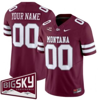 Men's Montana Grizzlies Active Player Custom Maroon 2025 F.U.S.E. Big Sky Patch Vapor Limited V1 Stitched Football Jersey