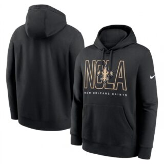 Men's New Orleans Saints Black Busted Play Club Fleece Pullover Hoodie