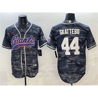 Men's New York Giants #44 Cam Skattebo Gray Camo With Cool Base Stitched Baseball Jersey