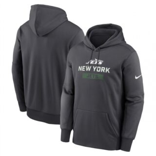 Men's New York Jets Anthracite Toss Sweep Performance Pullover Hoodie