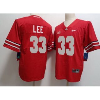 Men's Ohio State Buckeyes #33 Lee Red Limited Stitched Football Jersey