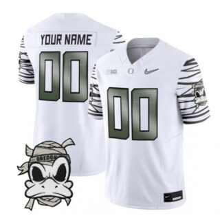 Men's Oregon Ducks Active Player Custom White 2025 F.U.S.E. Mummy Duck Vapor Limited V1 Stitched Football Jersey