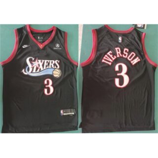 Men's Philadelphia 76ers #3 Allen Iverson Black 2025 Classic Edition Stitched Stitched Jersey