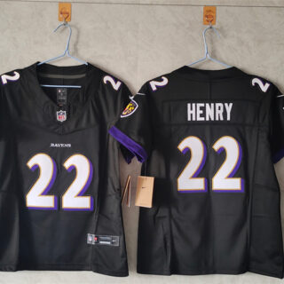 Women's Baltimore Ravens #22 Derrick Henry Black Vapor Football Jersey(Run Small)