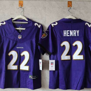 Women's Baltimore Ravens #22 Derrick Henry purple Vapor Football Jersey(Run Small)