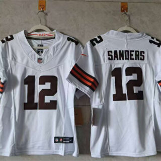 Women's Cleveland Browns #12 Shedeur Sanders White 2024 F.U.S.E. Stitched Jersey(Run Small)