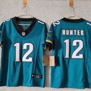 Women's Jacksonville Jaguars #12 Travis Hunter Teal 2024 F.U.S.E Prowler Throwback Vapor Limited Stitched Football Jersey(Run Small)