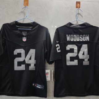 Women's Las Vegas Raiders #24 Charles Woodson Black 2025 F.U.S.E. Vapor Stitched Jersey(Run Small)