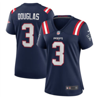 Women's New England Patriots #3 Demario Douglas Navy 2025 Stitched Game Jersey(Run Small)