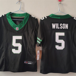 Women's New York Jets #5 Garrett Wilson Black F.U.S.E. Vapor Stitched Jersey(Run Small)