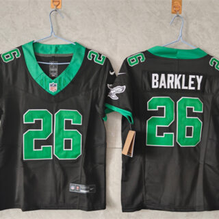 Women's Philadelphia Eagles #26 Saquon Barkley Black Throwback F.U.S.E. Vapor Untouchable Limited Stitched Football Jersey(Run Small)