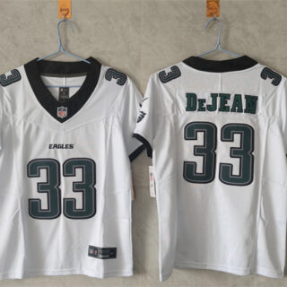 Women's Philadelphia Eagles #33 Cooper DeJean White New F.U.S.E. Vapor Untouchable Limited Stitched Football Jersey(Run Small)
