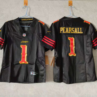 Women's San Francisco 49ers #1 Ricky Pearsall Black 2025 F.U.S.E. Rivalries Vapor Limited Stitched Jersey(Run Small)