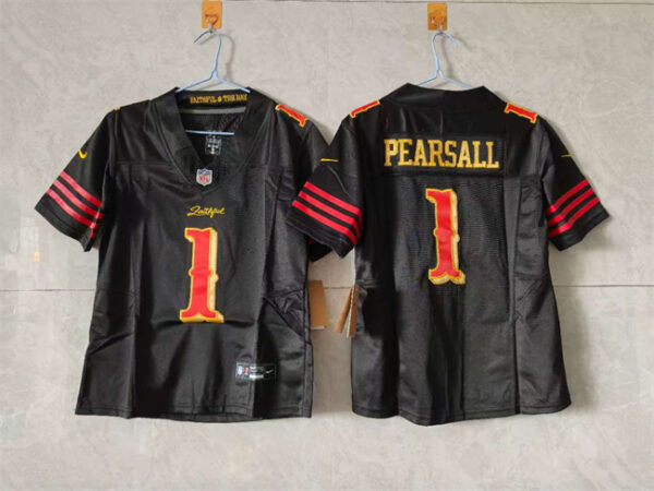 Women's San Francisco 49ers #1 Ricky Pearsall Black 2025 F.U.S.E. Rivalries Vapor Limited Stitched Jersey(Run Small)