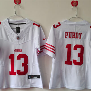Women's San Francisco 49ers #13 Brock Purdy White F.U.S.E Vapor Untouchable Stitched Jersey(Run Small)