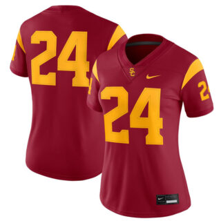 Women's USC Trojans #24 Red Vapor Limited Stitched Football Jersey(Run Small)