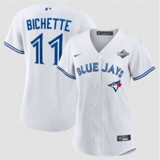 Women's Toronto Blue Jays #11 Bo Bichette White 2025 World Series Home Cool Base Stitched Baseball Jersey(Run Small)