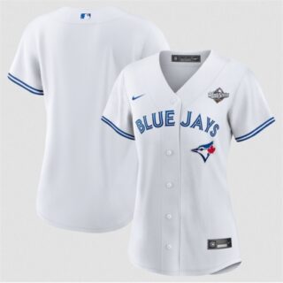 Women's Toronto Blue Jays Blank White 2025 World Series Home Cool Base Stitched Baseball Jersey(Run Small)