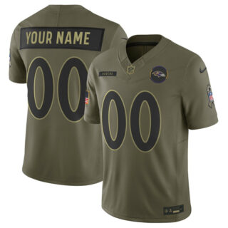 Youth Baltimore Ravens Active Player Custom Olive 2025 F.U.S.E. Salute to Service Limited Stitched Football Jersey