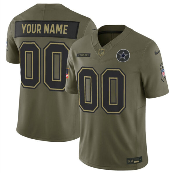Youth Dallas Cowboys Active Player Custom Olive 2025 F.U.S.E. Salute to Service Limited Stitched Football Jersey