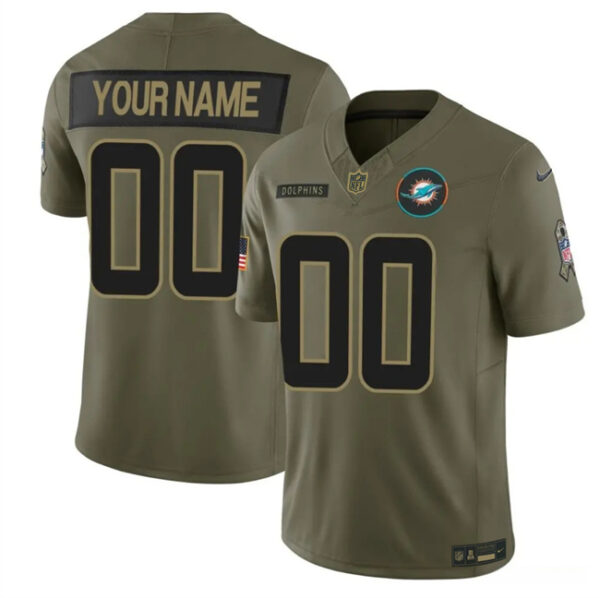 Youth Miami Dolphins Active Player Custom Olive 2025 F.U.S.E. Salute to Service Limited Stitched Football Jersey
