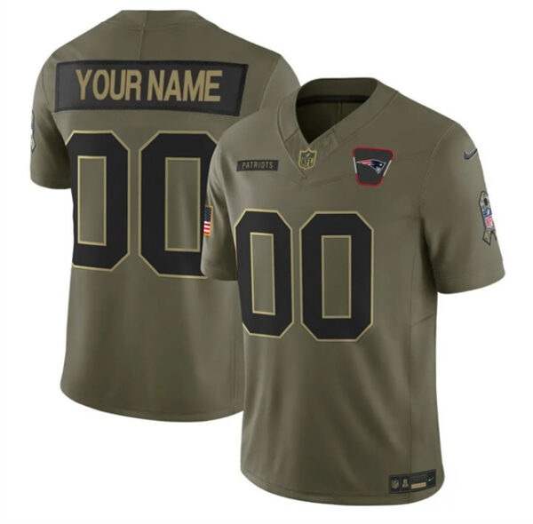Youth New England Patriots Active Player Custom Olive 2025 F.U.S.E. Salute to Service Limited Stitched Football Jersey