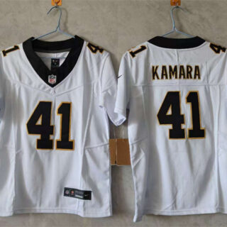 Youth New Orleans Saints #41 Alvin Kamara White 2025 F.U.S.E Vapor Limited Stitched Football Jersey