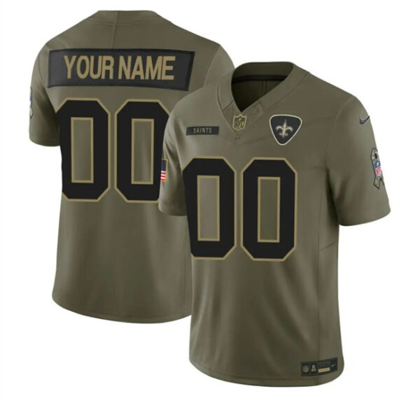 Youth New Orleans Saints Active Player Custom Olive 2025 F.U.S.E. Salute to Service Limited Stitched Football Jersey
