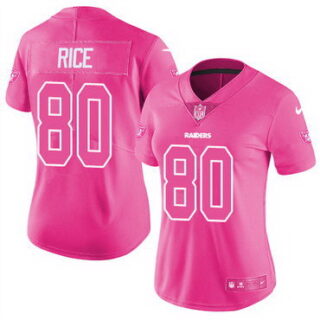 Custom Youth 49ers #80 Jerry Rice Pink Stitched NFL Limited Rush Fashion Jersey