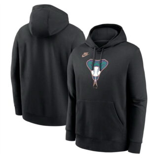 Men's Arizona Diamondbacks Black Cooperstown Collection Logo Club Pullover Hoodie